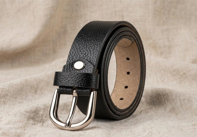 Men's Premium Black Textured Casual & Formal Belt with Metal Pin Buckle