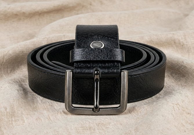 Men's Premium Black Textured Casual & Formal Belt with Metal Pin Buckle
